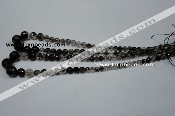 CRO749 15.5 inches 6mm – 14mm faceted round watermelon black beads