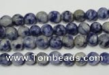 CRO771 15.5 inches 6mm faceted round blue spot stone beads wholesale