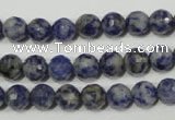 CRO772 15.5 inches 8mm faceted round blue spot stone beads wholesale