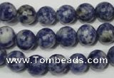 CRO773 15.5 inches 10mm faceted round blue spot stone beads wholesale