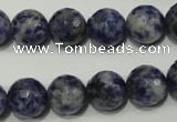 CRO774 15.5 inches 12mm faceted round blue spot stone beads wholesale