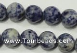 CRO775 15.5 inches 14mm faceted round blue spot stone beads wholesale