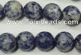 CRO776 15.5 inches 16mm faceted round blue spot stone beads wholesale