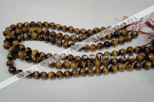 CRO783 15.5 inches 10mm faceted round yellow tiger eye beads wholesale