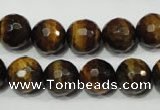 CRO784 15.5 inches 12mm faceted round yellow tiger eye beads wholesale