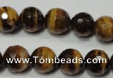 CRO785 15.5 inches 14mm faceted round yellow tiger eye beads wholesale