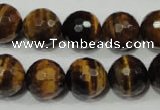 CRO786 15.5 inches 16mm faceted round yellow tiger eye beads wholesale