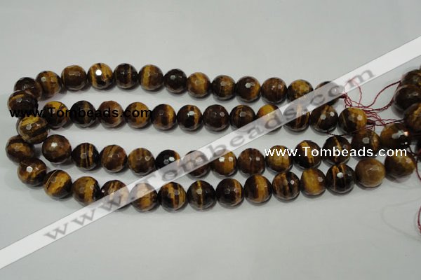 CRO786 15.5 inches 16mm faceted round yellow tiger eye beads wholesale