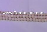 CRO790 15.5 inches 4mm round matte rice white fossil beads