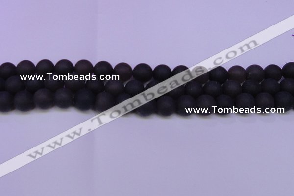 CRO844 15.5 inches 12mm round matte smoky quartz beads