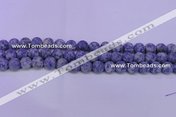 CRO851 15.5 inches 6mm round matte blue spot beads