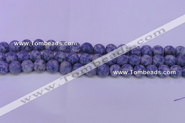 CRO852 15.5 inches 8mm round matte blue spot beads