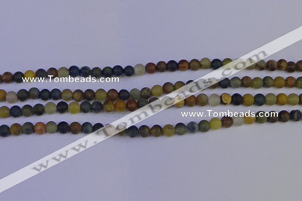 CRO910 15.5 inches 4mm round matte golden pietersite beads