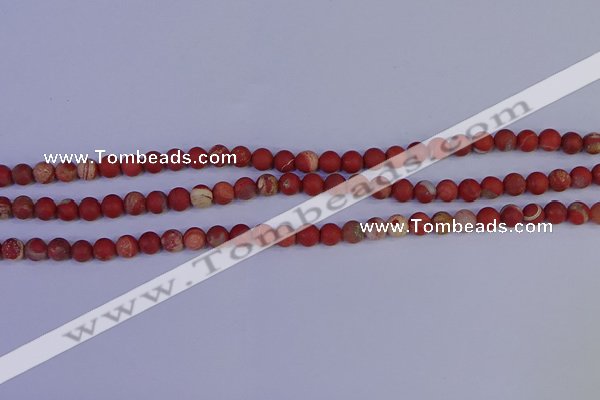 CRO930 15.5 inches 4mm round matte red jasper beads wholesale