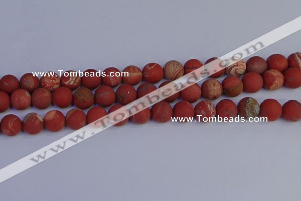 CRO934 15.5 inches 12mm round matte red jasper beads wholesale