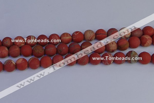 CRO935 15.5 inches 14mm round matte red jasper beads wholesale