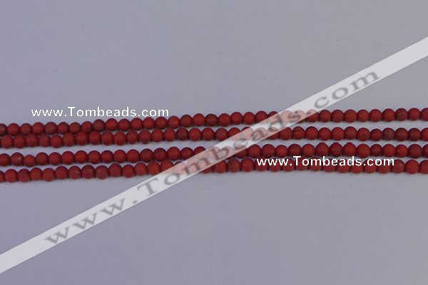 CRO940 15.5 inches 4mm round matte red jasper beads wholesale