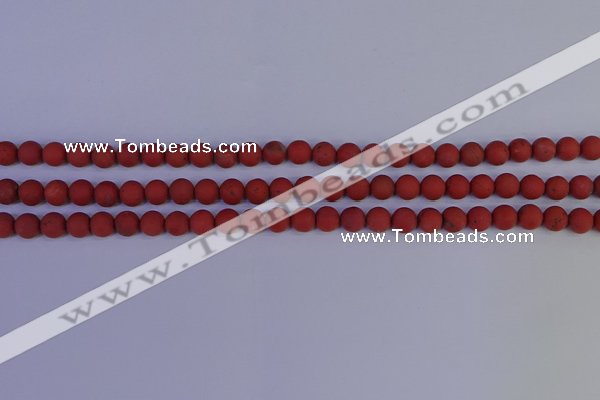 CRO941 15.5 inches 6mm round matte red jasper beads wholesale