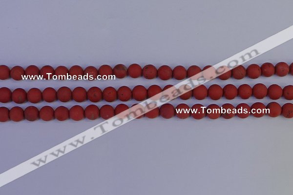 CRO942 15.5 inches 8mm round matte red jasper beads wholesale