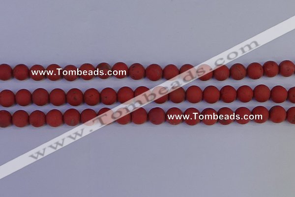 CRO943 15.5 inches 10mm round matte red jasper beads wholesale