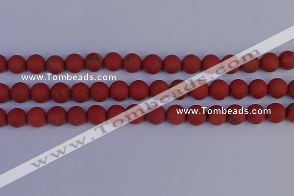 CRO945 15.5 inches 14mm round matte red jasper beads wholesale