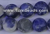 CRO955 15.5 inches 14mm round matte sodalite beads wholesale