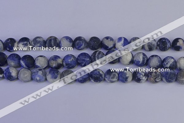 CRO955 15.5 inches 14mm round matte sodalite beads wholesale