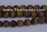 CRO960 15.5 inches 4mm round matte yellow tiger eye beads wholesale