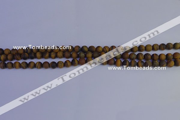 CRO960 15.5 inches 4mm round matte yellow tiger eye beads wholesale