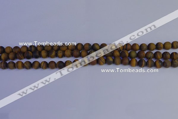 CRO961 15.5 inches 6mm round matte yellow tiger eye beads wholesale