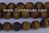 CRO962 15.5 inches 8mm round matte yellow tiger eye beads wholesale