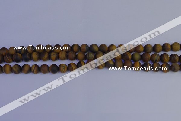 CRO962 15.5 inches 8mm round matte yellow tiger eye beads wholesale