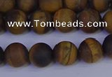 CRO963 15.5 inches 10mm round matte yellow tiger eye beads wholesale