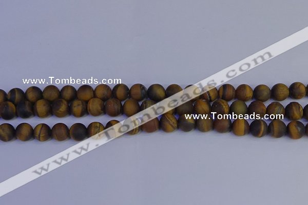 CRO963 15.5 inches 10mm round matte yellow tiger eye beads wholesale