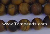 CRO964 15.5 inches 12mm round matte yellow tiger eye beads wholesale