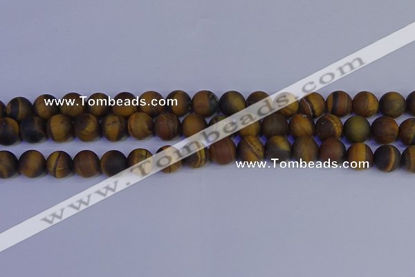 CRO964 15.5 inches 12mm round matte yellow tiger eye beads wholesale