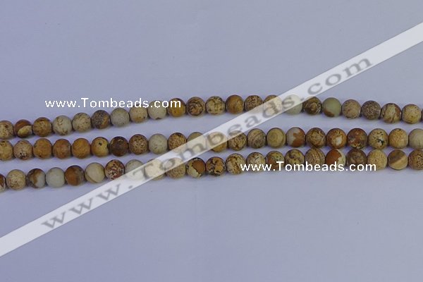 CRO971 15.5 inches 6mm round matte picture jasper beads wholesale