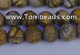 CRO972 15.5 inches 8mm round matte picture jasper beads wholesale