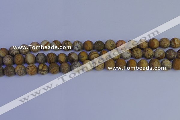 CRO972 15.5 inches 8mm round matte picture jasper beads wholesale