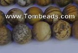 CRO973 15.5 inches 10mm round matte picture jasper beads wholesale