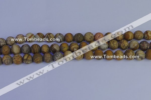 CRO973 15.5 inches 10mm round matte picture jasper beads wholesale