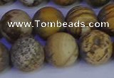 CRO975 15.5 inches 14mm round matte picture jasper beads wholesale