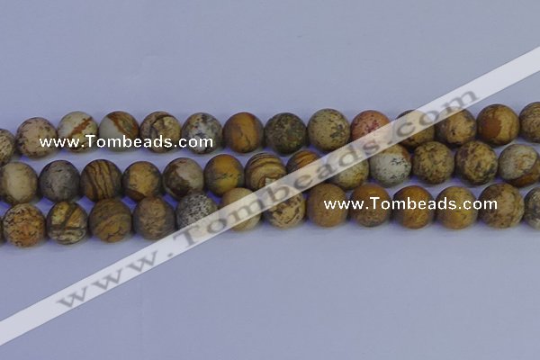 CRO975 15.5 inches 14mm round matte picture jasper beads wholesale