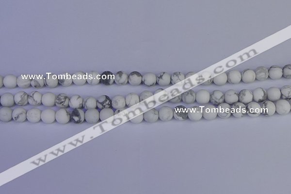 CRO982 15.5 inches 8mm round matte white howlite beads wholesale