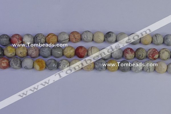 CRO995 15.5 inches 14mm round matte sky eye stone beads wholesale