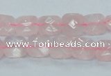 CRQ100 15.5 inches 10*10mm faceted square natural rose quartz beads