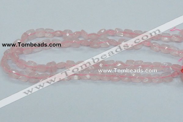 CRQ100 15.5 inches 10*10mm faceted square natural rose quartz beads