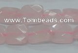 CRQ101 15.5 inches 14*14mm faceted square natural rose quartz beads