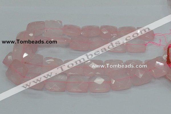 CRQ102 15.5 inches 25*25mm faceted square natural rose quartz beads