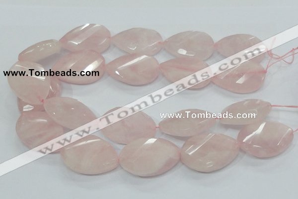 CRQ103 15.5 inches 30*40mm twisted teardrop natural rose quartz beads